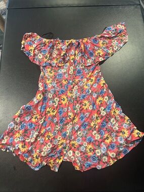 Forever 21 Red Floral Off-Shoulder Tank Top